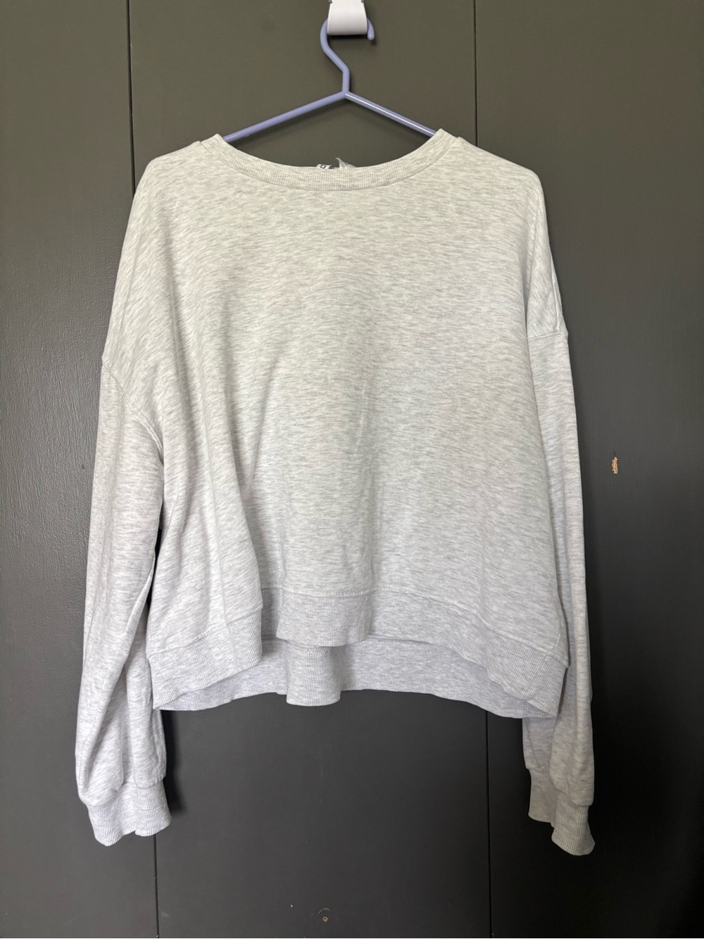 H&M Light Gray Ribbed-Neck Basic Sweatshirt - Picture 2 of 3